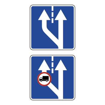 Дорожный знак 5.15.4 «Начало полосы» (металл 0,8 мм, III типоразмер: сторона 900 мм, С/О пленка: тип А коммерческая)