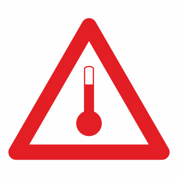 Наклейка «Перевозка при повышенной температуре» (пленка, сторона 250 мм)