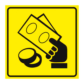 Тактильная пиктограмма «Касса», ДС30 (полистирол 3 мм, 200х200 мм)