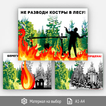 Плакаты «Берегите лес» (ЭКО-01, 3 листа)